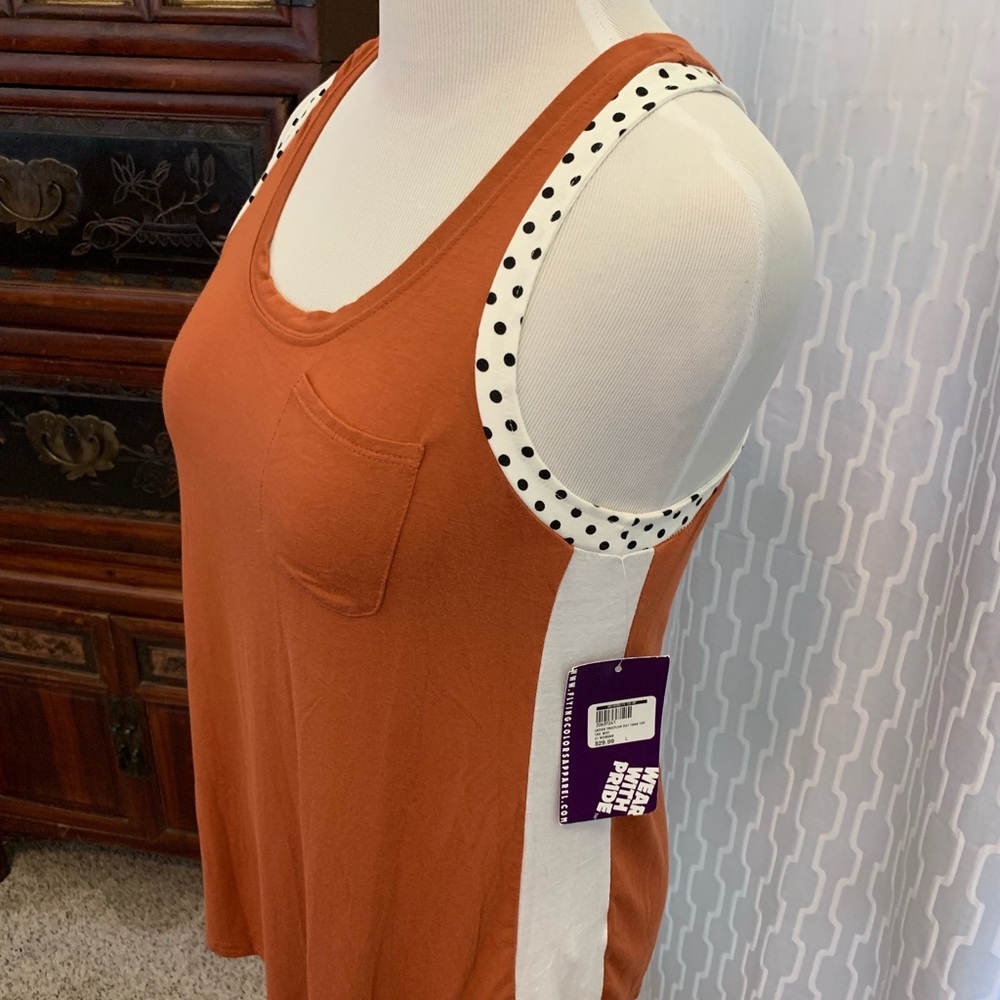 NWT racerback tank UT Longhorns black white dots
